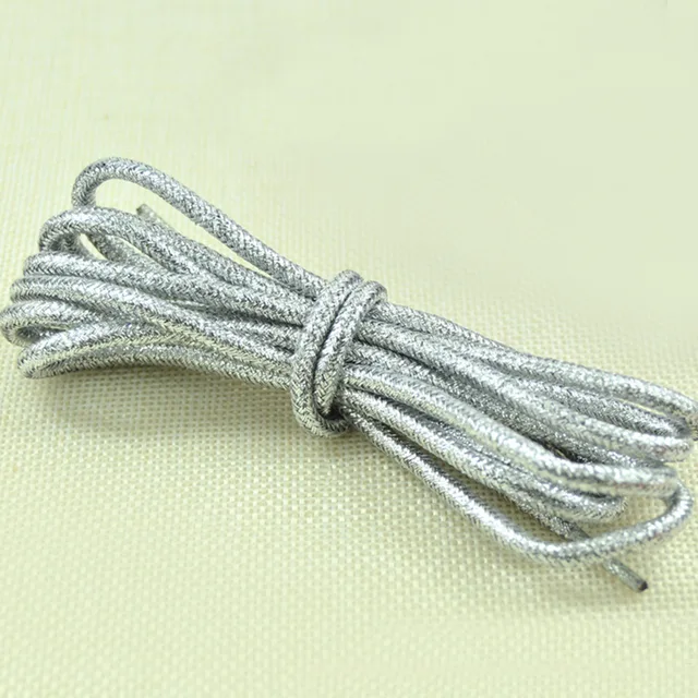 1 Pair Fashion Gold Silver Silk Glitter Reflective Shoelaces For Sneakers Casual Round Pearl White Colored Shoe Strings Cordones Silver