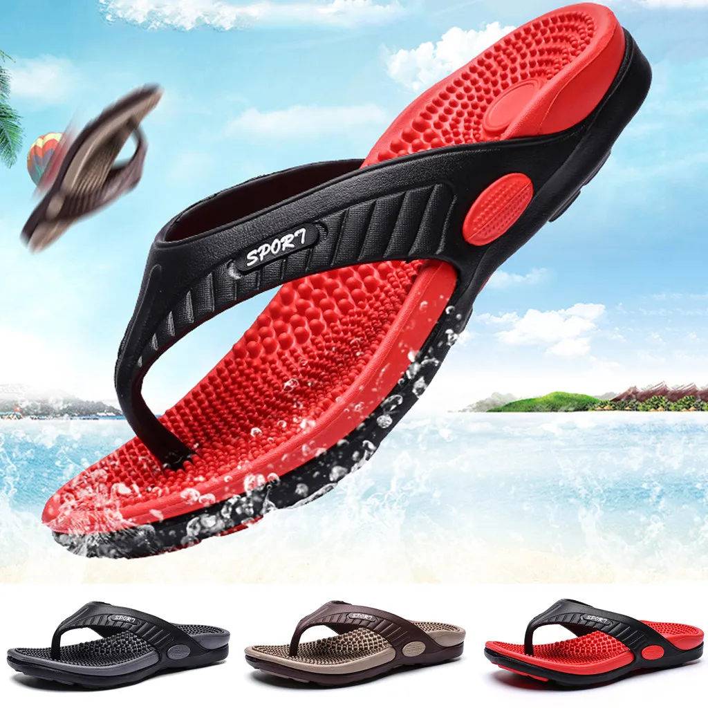 Chanclas de playa antideslizantes para hombre, zapatos planos de talla grande transpirables, de verano, novedad, 2021
