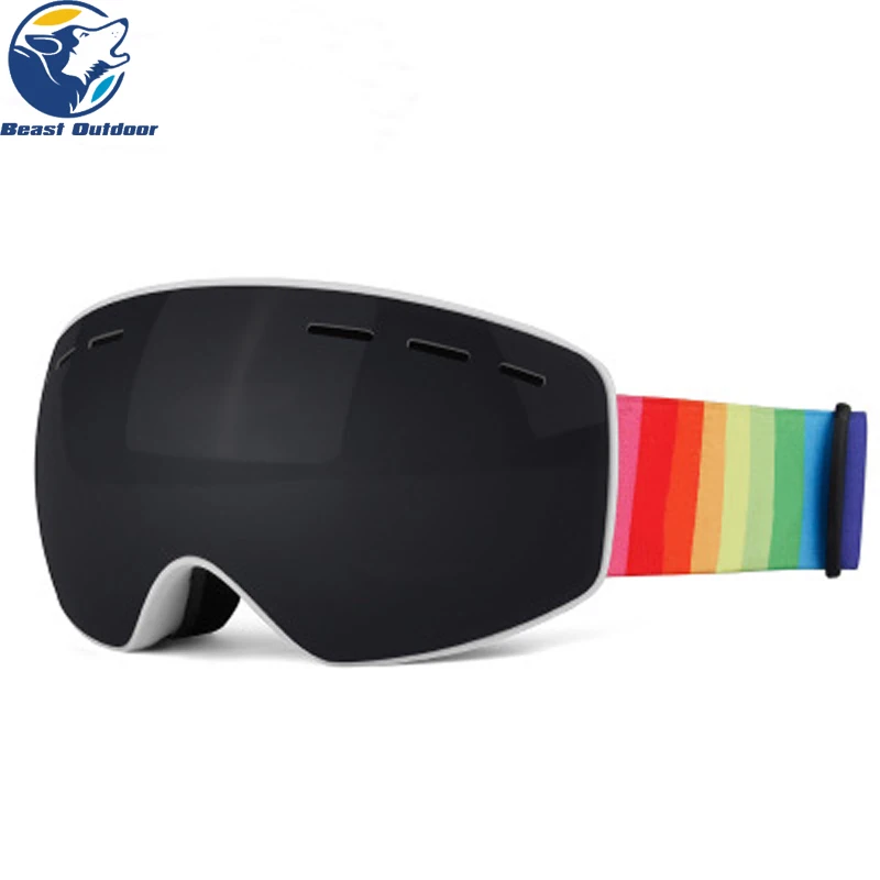 Лыжные очки, двухслойные, UV400, анти-туман, большая Лыжная маска, очки для катания на лыжах, для мужчин и женщин, очки для сноуборда, спортивная одежда и аксессуары - Цвет: B
