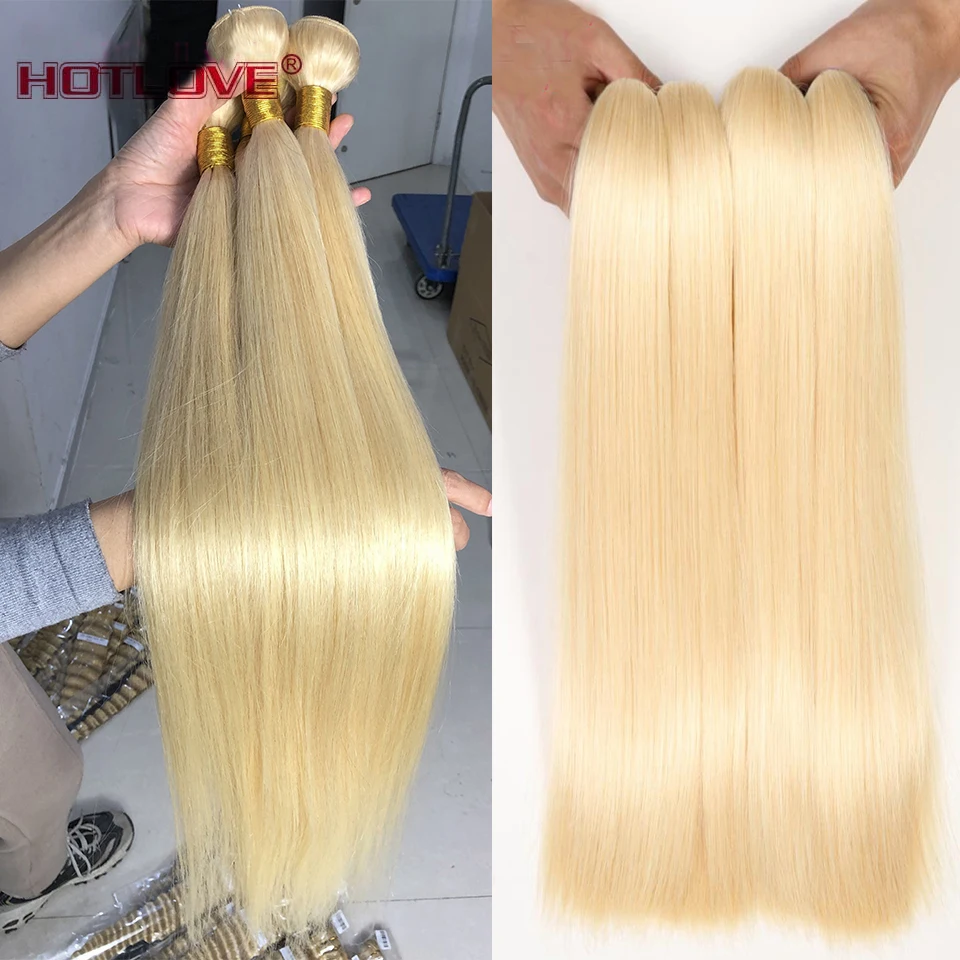 Brazilian-Hair-613-Honey-Blonde-straight-hair-Human-Hair-1-3-4-Bundles-8-26-inches