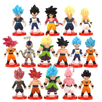 

Dragon Ball Z Super Saiyan God Broly Son Goku Gohan Gotenks Vegeta Vegetto Freeza Majin Buu Mini PVC Figures Toys 16pcs/set