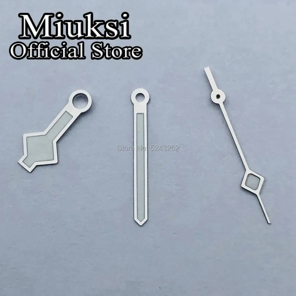 Miuksi серебряные часы руки зеленые светящиеся стрелки подходит для NH35 NH36 ETA 2824 2836