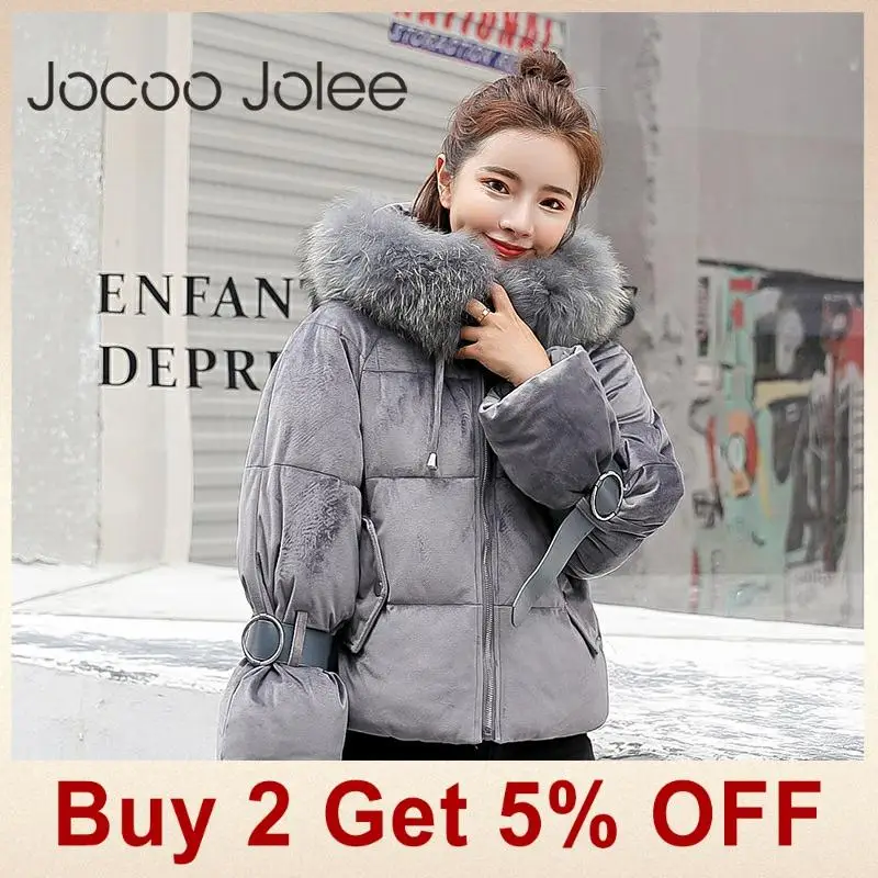 Jocoo Jolee Женская парка Harajuku зимнее плотное теплое короткое пальто Базовая куртка Женская хлопковая верхняя одежда свободные стеганые пальто