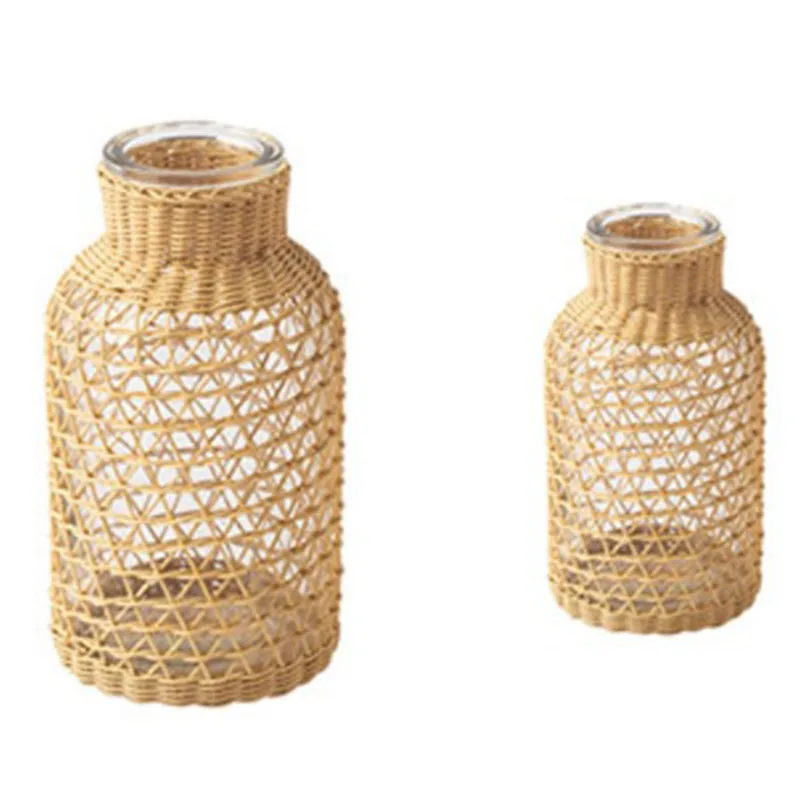Straw Gl Flower Vase Japanese Pot in the Nordic Contracted Creative Basket to Water Plants | Дом и сад