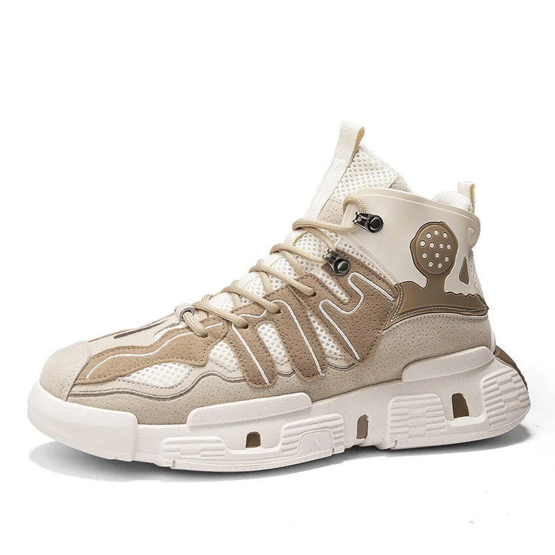 

Men's Autumn High top Sneakers Beige Young Winter Male Sport Shoes Black Man Thick Sole Multi Color Trainers Youth Boys Footwear