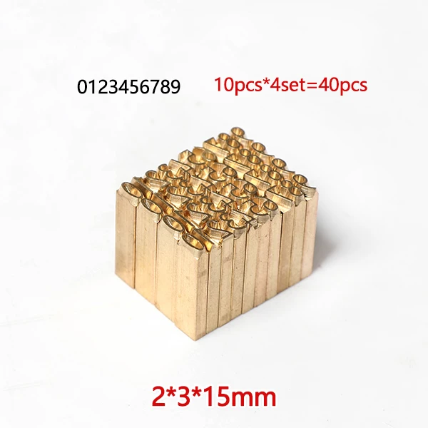 2x3x15mm Number set ZONESUN Алфавит буквенный шрифт ленты принтер жара штамповочная головка горячего тиснения запасные части Срок годности печатная машина - Цвет: 2x3x15mm Number set