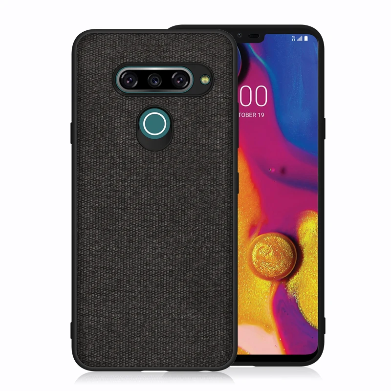 Aveuri роскошный тканевый чехол для телефона LG G8S G8 ThinQ Stylo 5 Coque Бизнес ПУ; кожа; силикон задняя крышка для LG V40 K40 чехол - Цвет: Pure Black