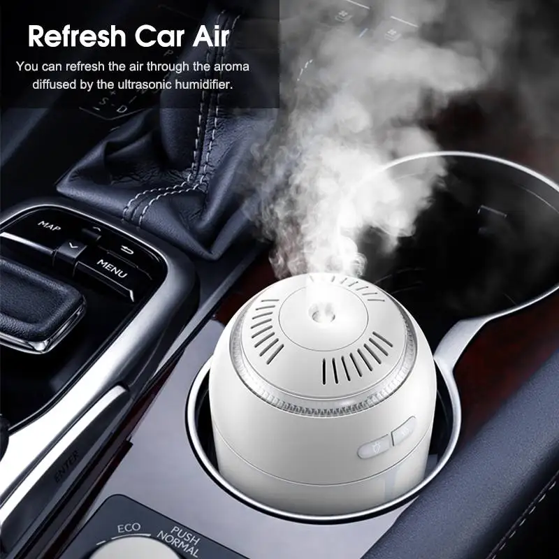 300ML Air Humidifier Portable Ultrasonic Essential Oil Diffuser Purifier Car Air Freshener with 7 Color Breathing Light