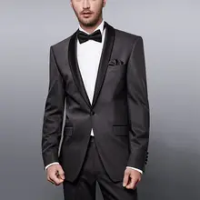 Свадебный Смокинг темно-серый костюм на заказ блестящий черный воротник для мужских костюмов