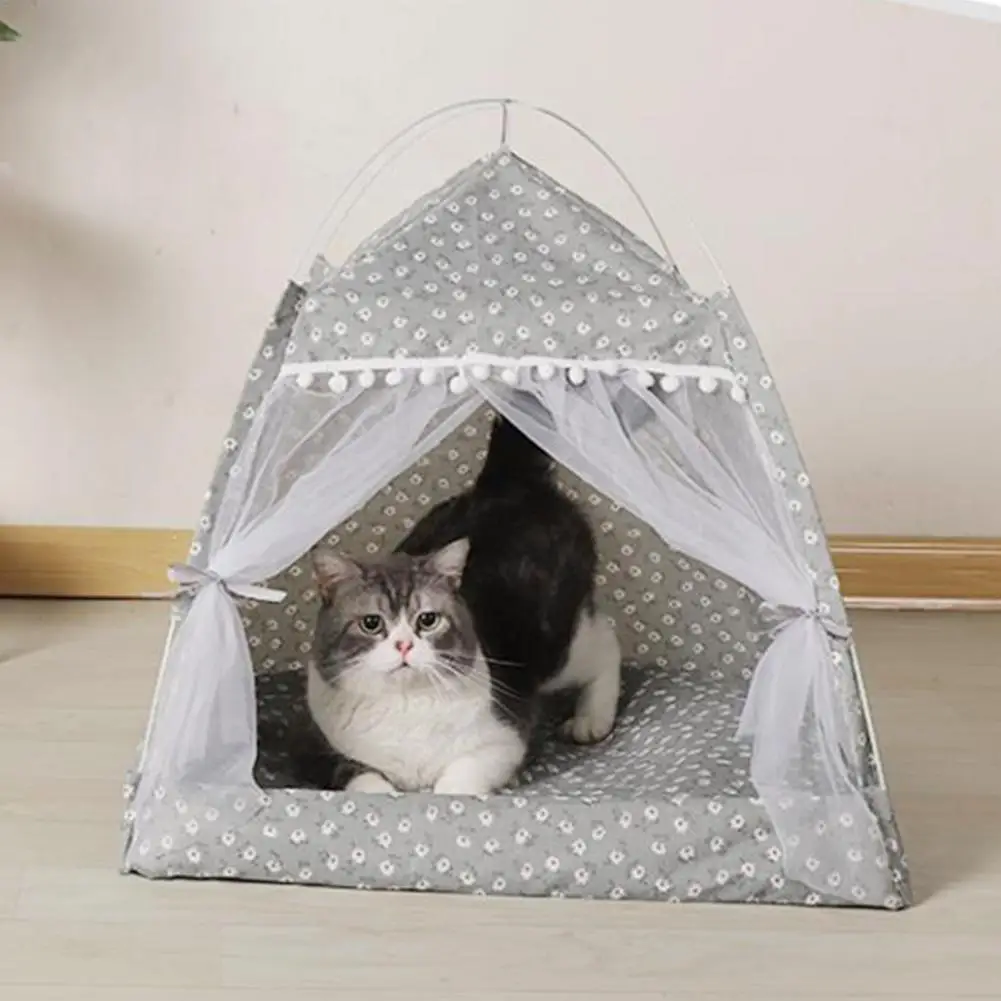 Cat Bed Tent Portable Teepee Hut Shelter With Screen Door