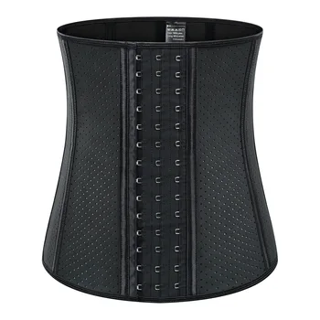 

Plus Size 9 Steel Boned Waist Trainer Corset Latex Waist Cincher Workout Shapewear 3 Rows Hooks Body Shaper Slimming Underwear