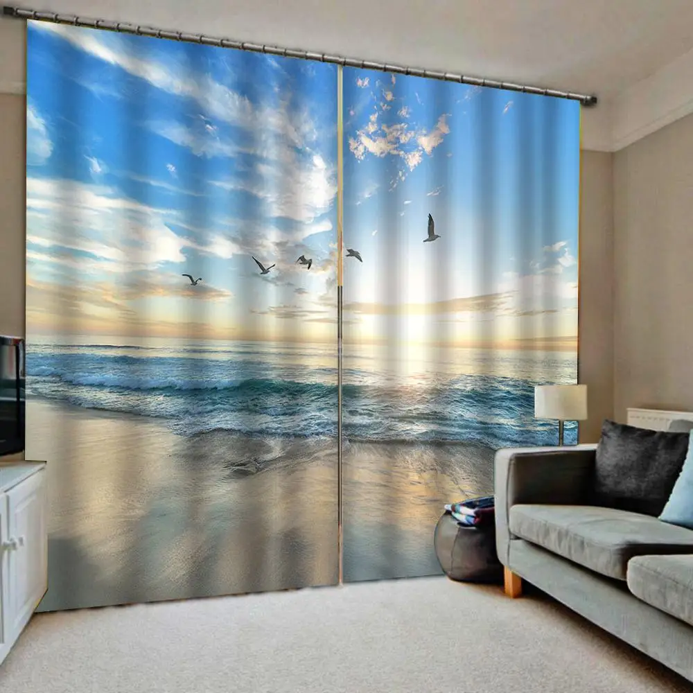 

blue sky curtains nature scenery curtain Drapes Living room Bedroom Decor 2 Panels HooksWindow Curtains