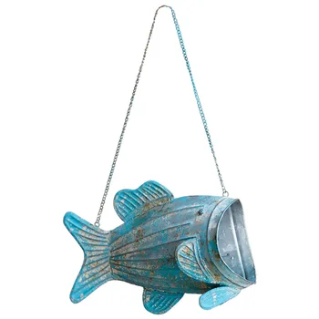 

newly fish design garden decoration vintage retro metal hanging flower pots