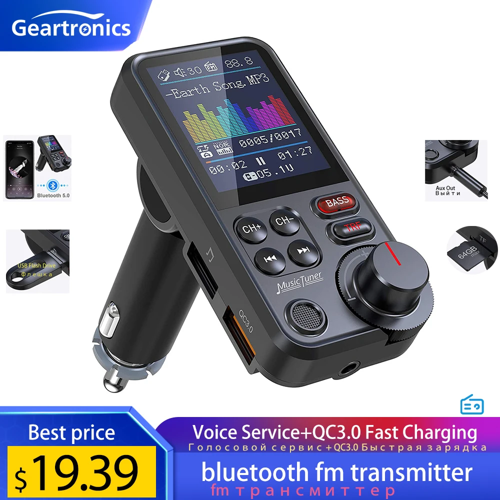 

1,8 "Беспроводной автомобиля Bluetooth FM трансмиттер передатчик Aux поддерживает QC3.0 зарядки высоких и низких частот звука музыка в машину музыкальный проигрыватель