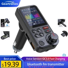 1.8"Wireless Car Bluetooth FM Transmitter Aux Supports QC3.0 Charging Treble and Bass Sound Music Player