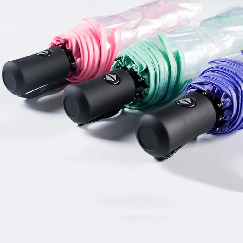 

Fully Automatic Transparent Umbrellas Folding Umbrellas Mori Department3student Umbrellas Small Fresh Thick