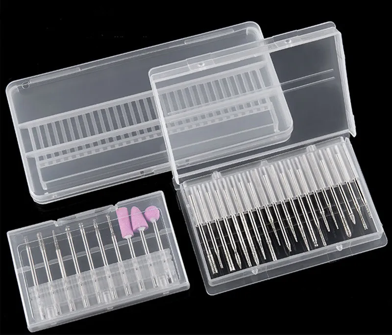 

Transparent 20 Slots Storage Box For Nail Drill Bit Stand Files Holder Container Case Display Organizer Acrylic Manicure Tool