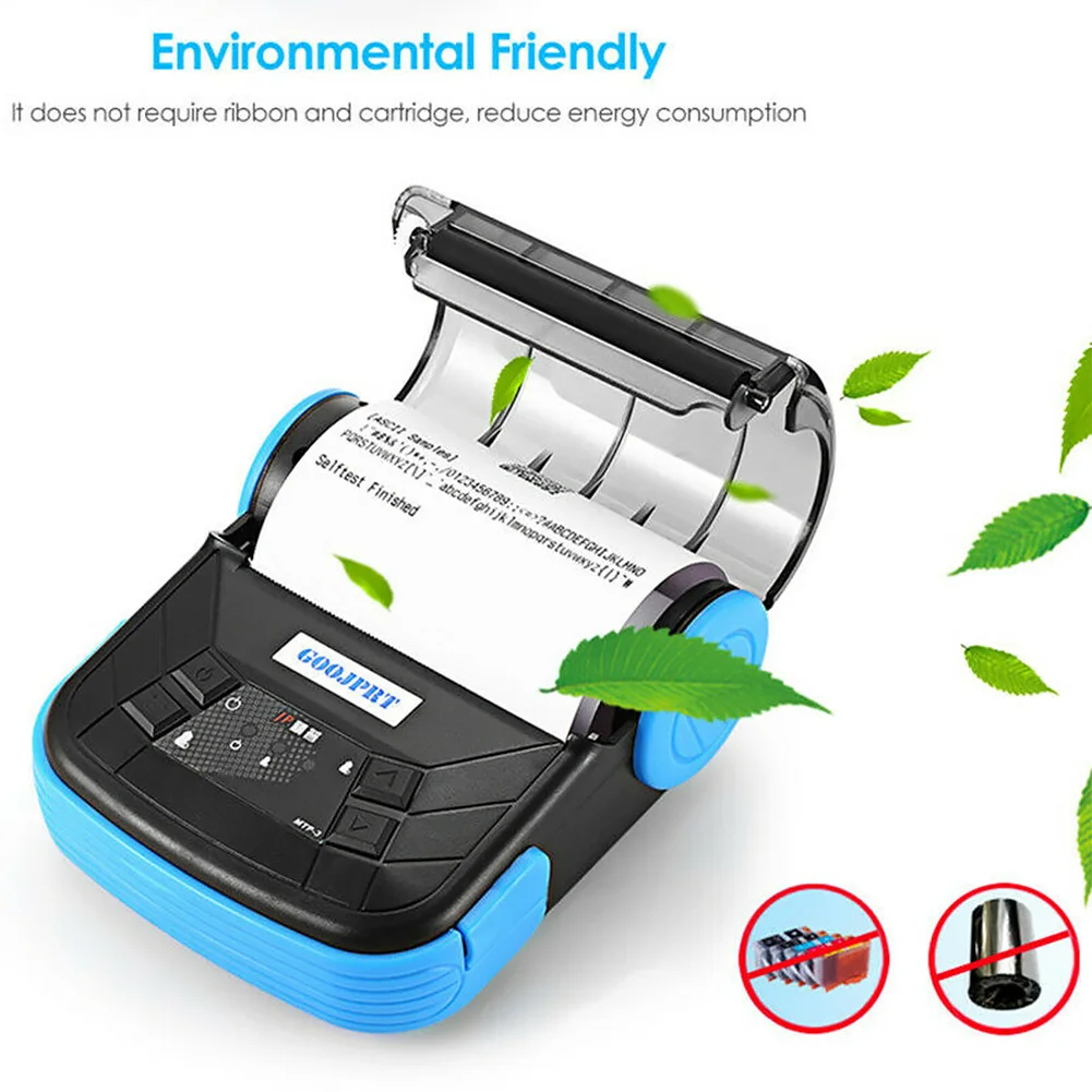 

80mm Thermal Printer Rechargeable Low Noise IOS Android Smart Portable Bluetooth Receipt High Speed Easy Operate Shop Resaurant