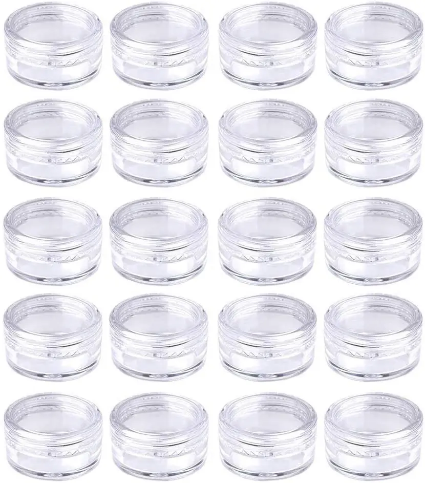 

50Pcs 2g-20g Small Clear Round Travel Sample Jars Pots for Creams Make-up Sample Container Glitter Nail Art Storage Case Bottle