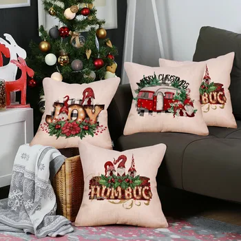 

4pc Christmas Ornaments Faceless Doll Pillow Covers Santa Claus Pillowcase Home Bedroom Decor Decorative Pillowcase 109b