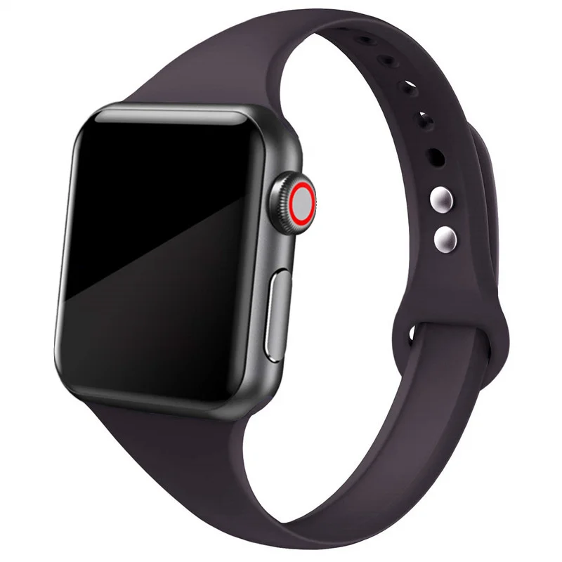 Тонкий ремешок для Apple watch 5 ремешок 44 мм 40 мм iWatch ремешок 38 мм 42 мм спортивный силиконовый браслет ремешок для Apple watch 4/3/2/1 38 - Цвет ремешка: Cocoa color 28