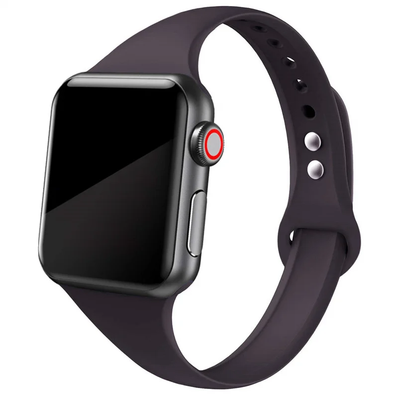 Cocoa color 28 Тонкий ремешок для Apple watch 5 ремешок 44 мм 40 мм iWatch ремешок 38 мм 42 мм спортивный силиконовый браслет ремешок для Apple watch 4/3/2/1 38 - Цвет ремешка: Cocoa color 28