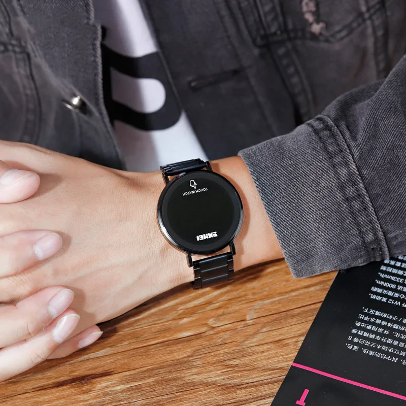 

TurnFinger Simple Fashion LED Touch Screen Men's Electronic Watch Waterproof Stainless Steel Wristband Exquisite Luxury Hot Sale