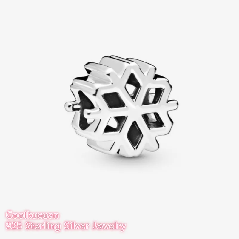 

winter 100% 925 Sterling Silver Polished Snowflake Charm beads Fits Original Pandora bracelets Jewelry Making