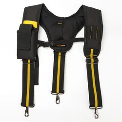 H-type Design Padded Heavy Duty Work Tool Belt Braces Suspenders with 4 Support Loops for Reducing Waist Weight Tool Pouch