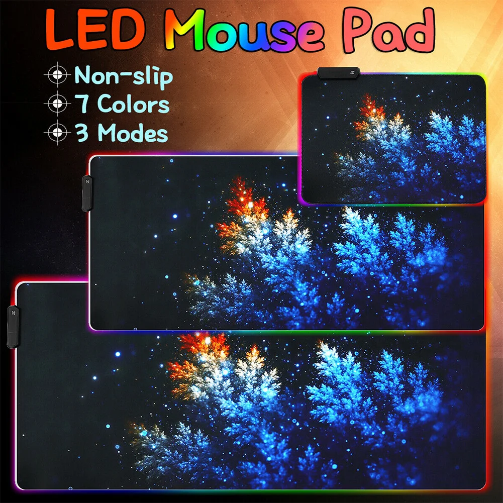 Нескользящий коврик для мыши, красочный резиновый светодиодный RGB светящийся стол для дома или офиса, декоративные для ПК, USB кабель для ноутбука, игровой
