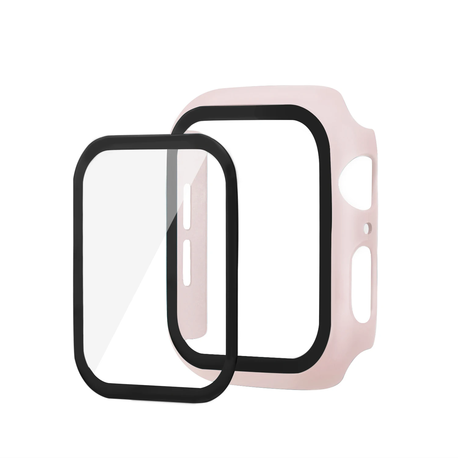 Pinksand Чехол+ закаленное стекло для Apple Watch, 44 мм, 40 мм, серия 5, 4, защита экрана, защитный чехол для iwatch, серия 3, 2, 1, 42 мм, 38 мм - Цвет ремешка: Pinksand
