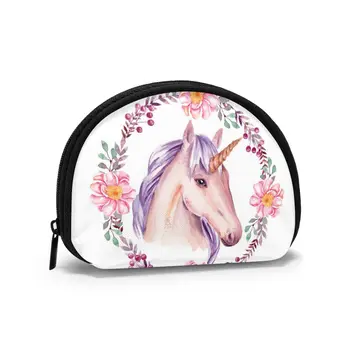 

Women's Wallet Short Women Coin Purse Fashion Wallets For Woman Card Holder Small Ladies Wallet Female Unicorn With Floral Frame