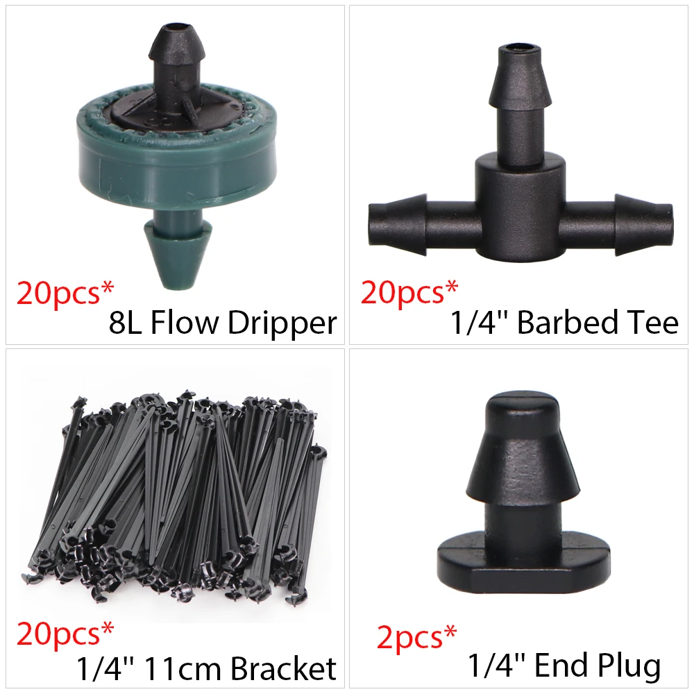 Garden Drip Irrigation & Cooling System with Automatic Watering Sprinkler and Tee Connector