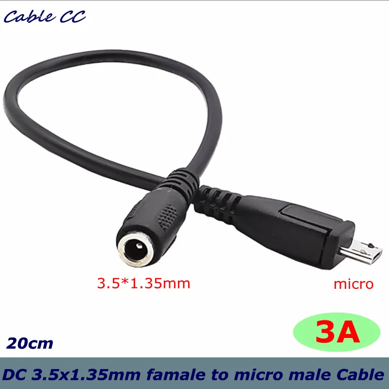Разъем питания постоянного тока с гнездом 3 5x1 35 мм на USB Micro 5Pin male 3A 22AWG кабель из