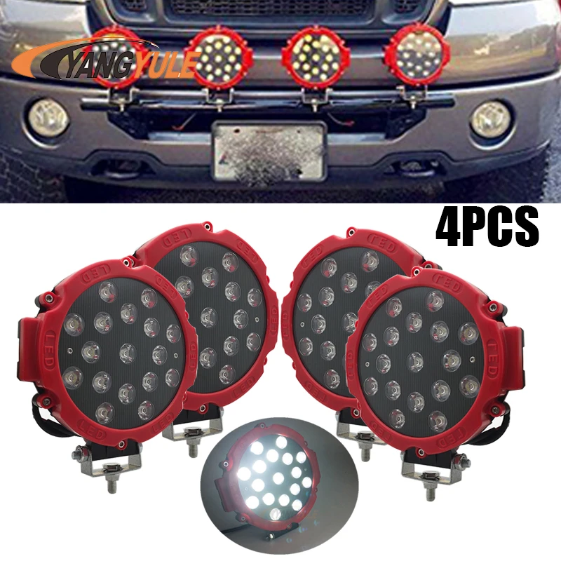 New 7Inch 51W Car LED Work Light Bar 12V Round Spot For jeep 4x4