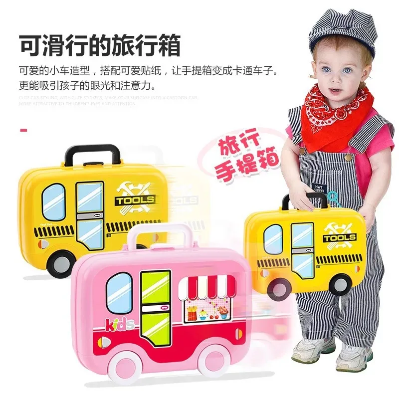 

Children Play House Kitchen Toolbox Makeup Travel Lugguge Doctor Storage Box Multi-functional Set Suitcase Toy