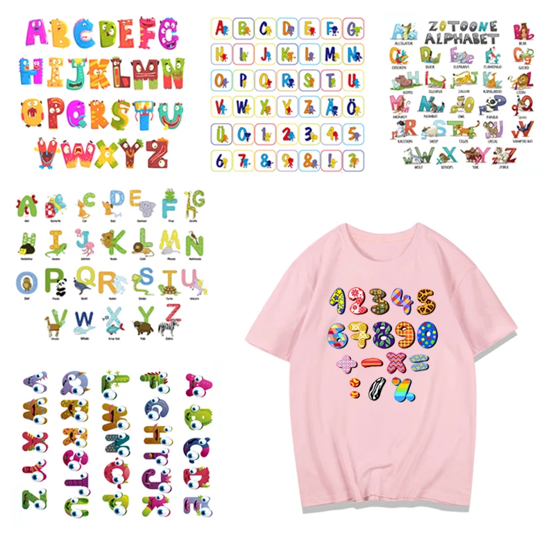 

Cartoon Alphabet Patch Iron on Letters Patch for Clothing Sticker for Kids T-shirt DIY Heat Transfers Applications DIY Appliques