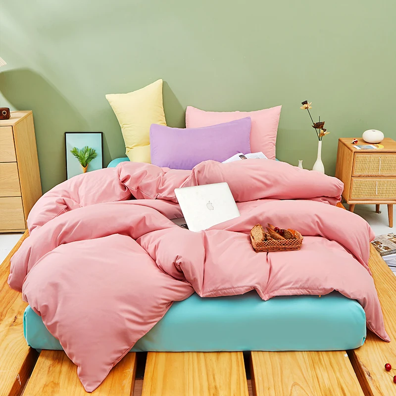 Kawaii Rainbow Bedding Set Fashion Matching Soft Warm Comfort A/B Brushed Fabric Bed sheet Duvet Cover Home King Queen Size 4pcs 