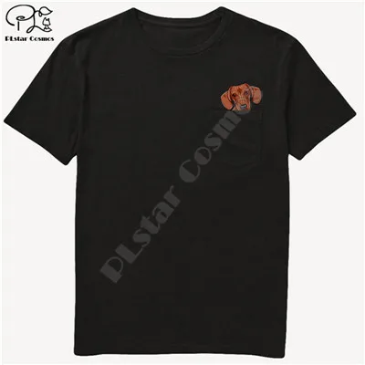 German Shepherd In Pocket T Shirt Dog Lovers Black Cotton Men Made in USA Cartoon t shirt men Unisex New Fashion tshirt style-13 Pink