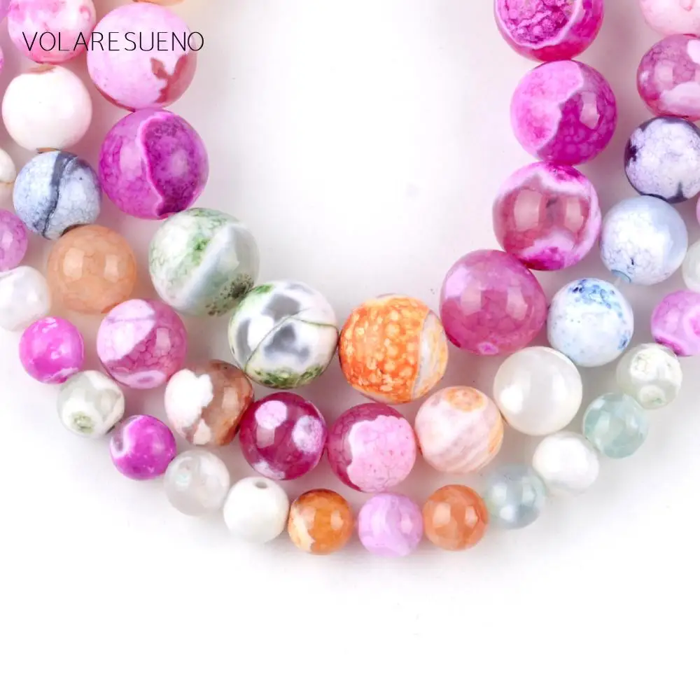 Natural Colorful Fire Agates Stone Round Beads Spacer Loose For Jewelry Making 6-10mm Diy Bracelets Jewelley Wholasale 15&quot | Украшения