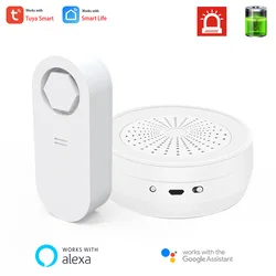 Tuya – détecteur de fuite d'eau intelligent RF433, alarme sirène 100db, wi fi + RF Hub App, Notification d'alerte, Alexa Google 