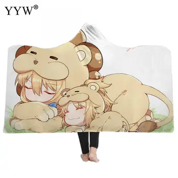

3d Printed Plush Hooded Blanket Warm Newborns Weighted Blanket Body Cover Wearable Fleece Throw Blankets Cloak Cute Cartoon