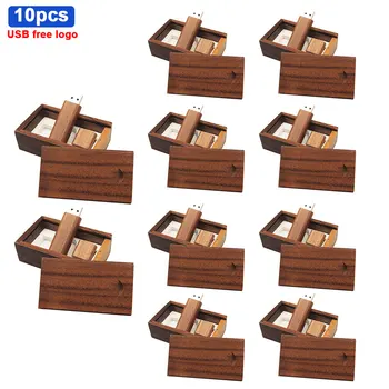 

10pcs/lot USB Flash Drive Pen Drive For wedding wooden usb2.0+box 8GB 128GB 64GB 32GB Pendrive USB Memory Stick Personalize logo