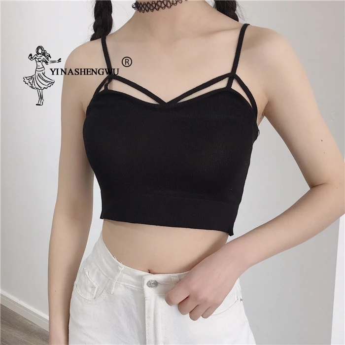Femme Tube Tops Bra Chest Cross Strap Wrapped Chest Short Section Navel Small Strap Sexy Female Bustier Wrap Bras Top