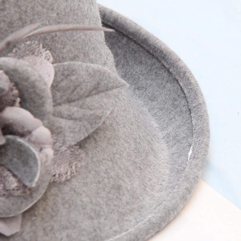 Модная женская Праздничная шляпа, однотонная шапка с перьями, цветами, жемчугом и шерстью, модная шапка для отдыха, оригинальная теплая Повседневная шапка