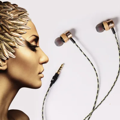 Wooden Wired Headphones In-Ear Earphone Stereo Headset Super Bass Earphones Noise Cancelling Earbuds With Microphone For Phones |