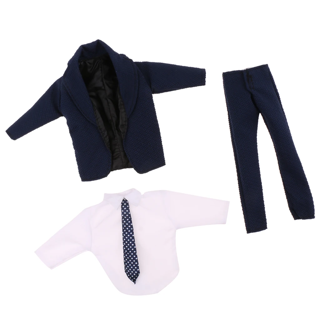 3Pcs Modern Doll Clothes Suit Coll Doll Business Suit for  Ken Doll Coat & Shirt & Pant Dark Blue