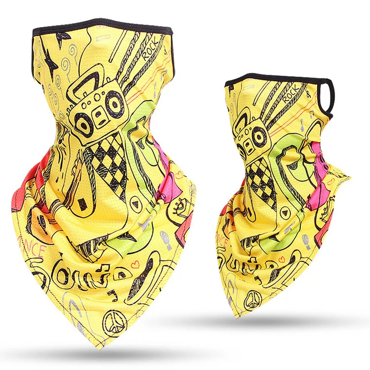 Printed UV Sun Protection Triangle Bandana Breathable Half Face Mask Scarf Neck Cover Summer Outdoor Cycling Fishing Headband head wraps for men Scarves