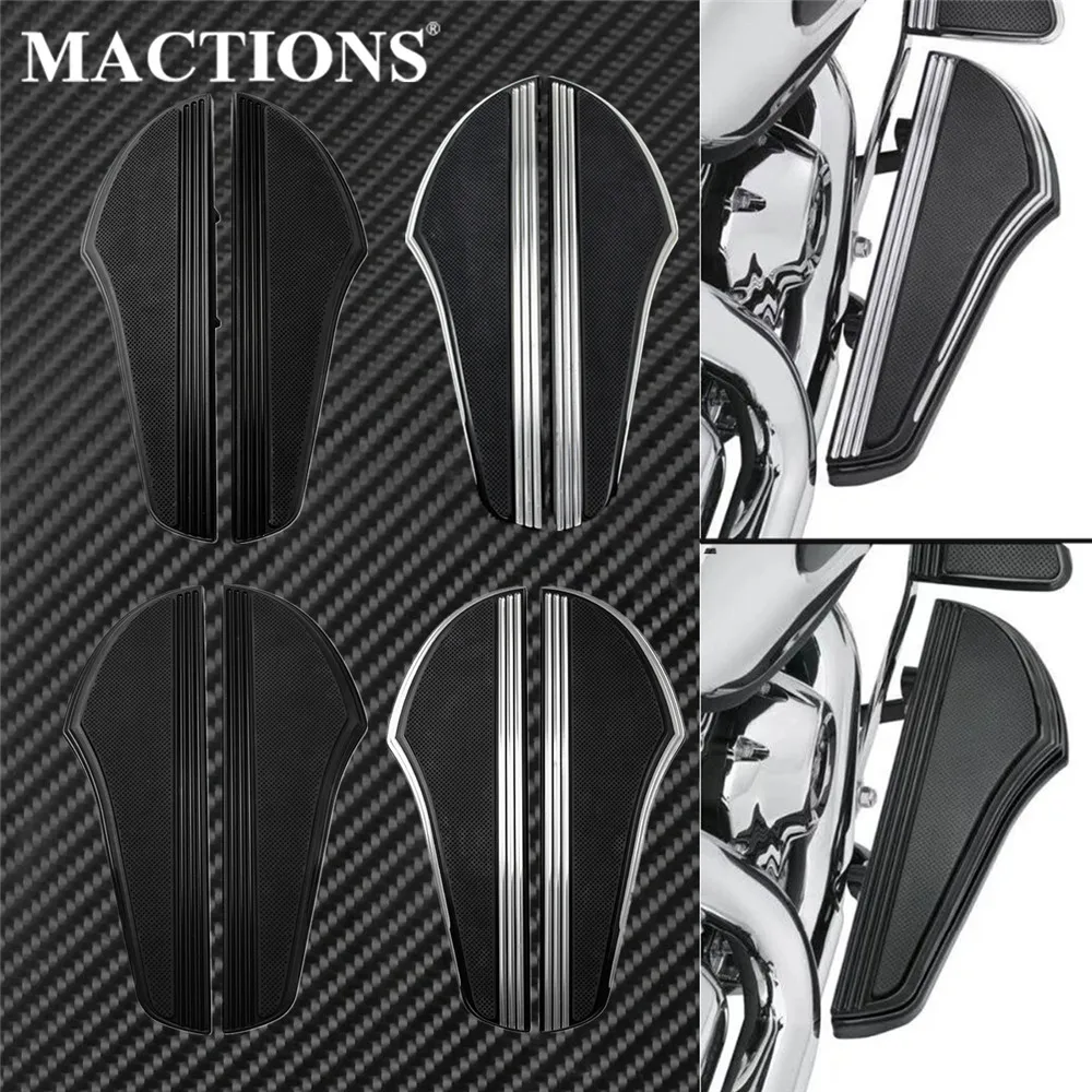 Motorcycle Front Driver Foot Pegs Floorboard Black/Chrome For Harley Touring Street Road Glide Softail Fat Boy  Slim For Indian