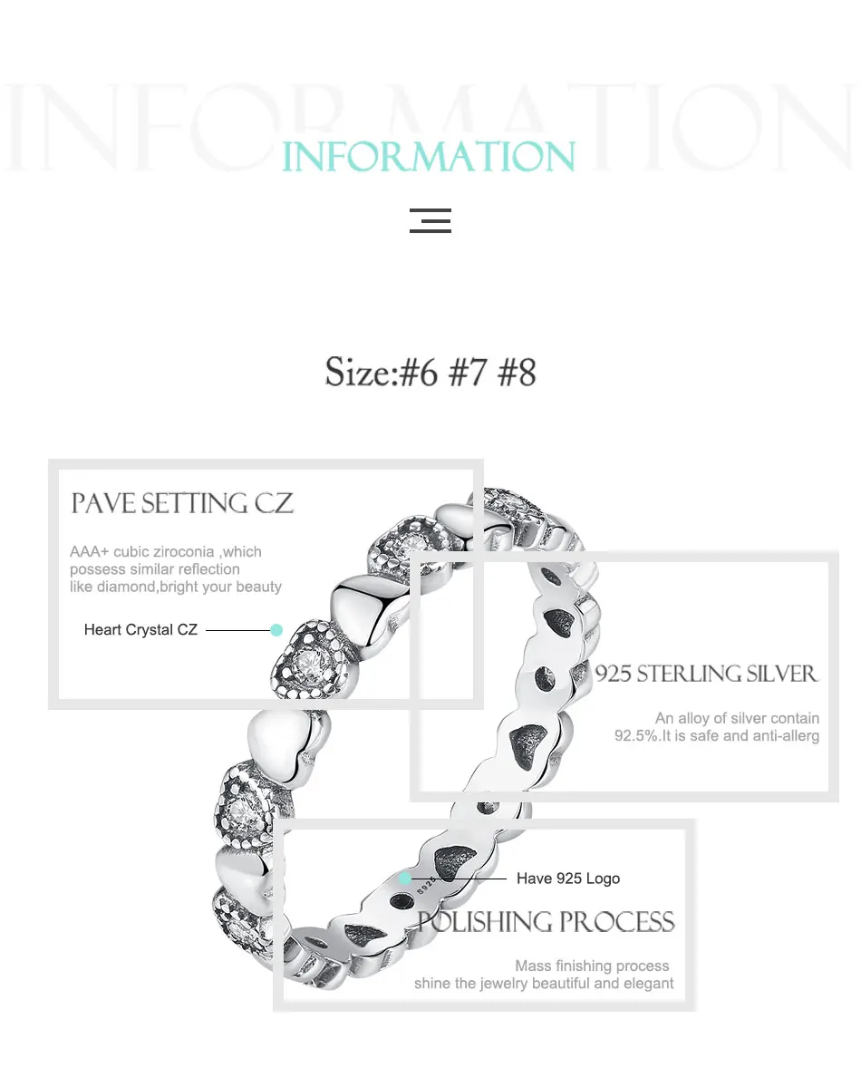 BELAWANG 925 пробы серебряные стекируемые кольца блестящее сердце черное прозрачное CZ Anel женское кольцо женские Свадебные обручальные ювелирные изделия